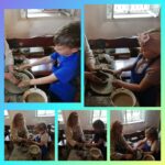Dzieci podczas warsztatów ceramicznych
