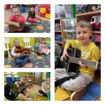 Dzieci grają na ukulele, skrzypcach i gitarze