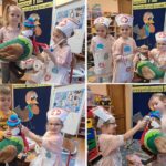 Zabawa tematyczna- dzieci przebrane za pielęgniarki leczą wróbelka Elemelka