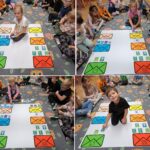 Dzieci układają znaczki zgodnie z podaną liczbą kropek na kopercie