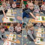 Dzieci dobierają liście i owoce do drzew przedstawionych na obrazkach