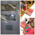 Dzieci oglądają Klaser z banknotami i nominałami