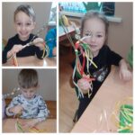 Dzieci podczas dekorowania gałązek