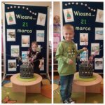 Dzieci robią kompozycję z gałązek