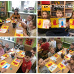 Dzieci wykonują pracę plastyczną na temat ,,Stop przemocy,,