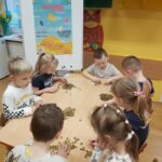 Dzieci z grupy Pszczółek liczą monety