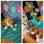 Pani przebrana za ufoludka przedstawia planety