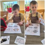 Chłopiec wykonuje ćwiczenia artykulacyjne przy lusterku