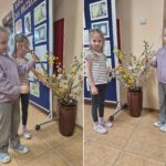 Dzieci dają bazie do wazonu