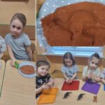 Dzieci odciskają dinozaury w masie solnej