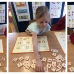 Dzieci układają klocki matematyczne