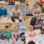 Dzieci z oddziału Biedronek zakładają wiosenny kącik przyrodniczy