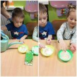 Dzieci z oddziału Żuczki podjewaja rzeżuchę