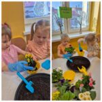 Dziewczynki sadzą kwiaty