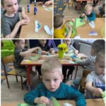 Krasnoludki wykonują pracę plastyczną