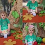 Żuczki podświetlają obrazek z dinozaurami