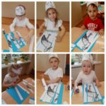 Dzieci wykonują pracę plastyczną Bocian