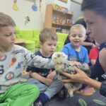 Pani-zapoznaje-dzieci-z-kurami-rasy-silka