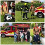 Dzieci poznają wyposażenie wozu strażackiego