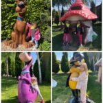 Dzieci pozują przy baśniowych postaciach