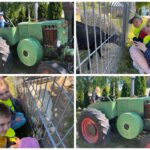 Dzieci siedzą na traktorze