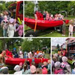 Dzieci zapoznaja sie ze sprzętem strazackim