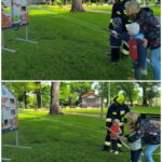 dzieci trafiają wodą do sztucznego pożaru