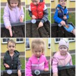 Dzieci sieją sałatę i cebulę