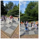 Dzieci z oddziału Żuczki w strefie rekreacyjnej - duże szachy