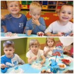 Przedszkolaki z oddziału Żuczki smakuja smerfowych deserków i lodów