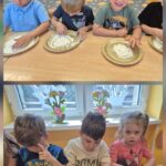 Zabawy mąką na talerzykach