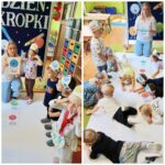 dzieci z oddziału Żuczki wykonują polecenia kolorowej kropki