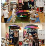 Zabawy ruchowe Mrówek z piłeczkami i parasolem