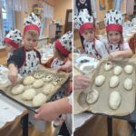 Dzieci dają ziarna na chlebki