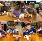 Dzieci jedzą kiełbaski