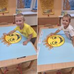 Dzieci odbijają rączki, praca plastyczna