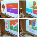 Dzieci przy tablicy multimedialnej