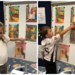 Dzieci przy tablicy z historyjką obrazkową