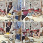 Dzieci wyrabiają ciasto na chleb