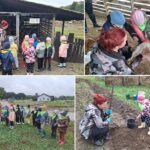 Dzieci z oddziału Biedronek podczas wizyty w gospodarstwie agroturystycznym