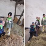 Dzieci z oddziału Biedronek podczas wizyty w gospodarstwie agroturystycznym
