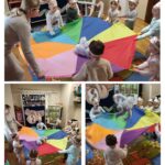 Zabawa leniwców z chustką animacyjną