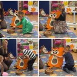 Dzieci karmią wiewiórkę