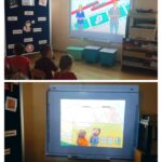 Dzieci oglądają film edukacyjny