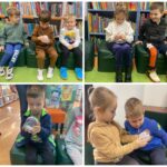 Dzieci oglądają świąteczne gadżety