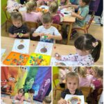 Dzieci podczas wykonywania pracy plastycznej