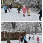 Śnieżne zabawy Mrówek w ogrodzie i parku