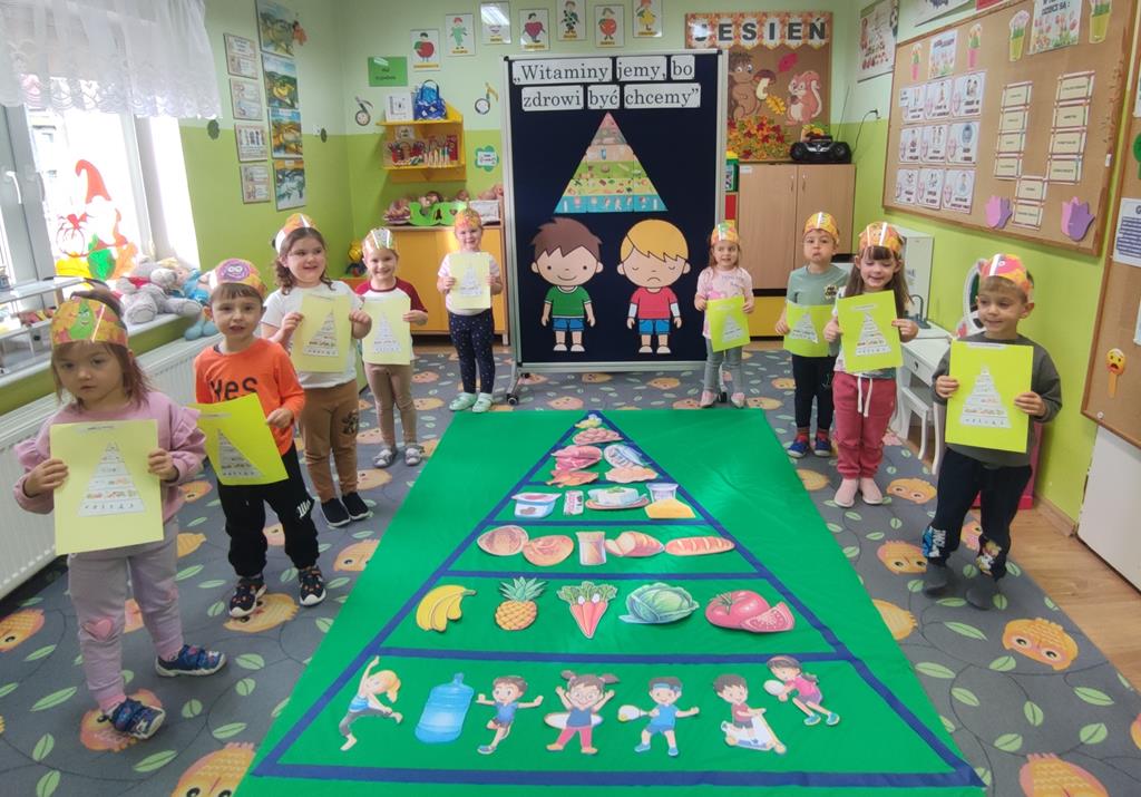 Tulipanki z pracą plastyczna piramida żywienia