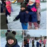 Zabawy na śniegu na placu przedszkolnym