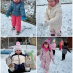 Zabawy na śniegu na placu przedszkolnym